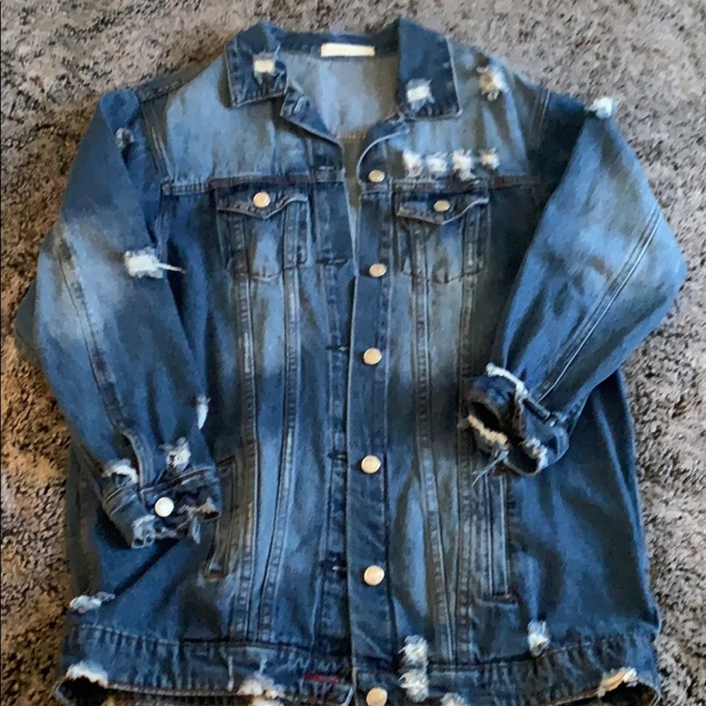 Oversized Distressed Denim Jacket